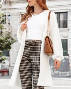 FLAT-001 Fireplace Snuggles Knit Cardigan - Ivory - FINAL SALE