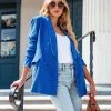 DEE-001 Front Page News Corduroy Pocketed Blazer - Cobalt - FINAL SALE