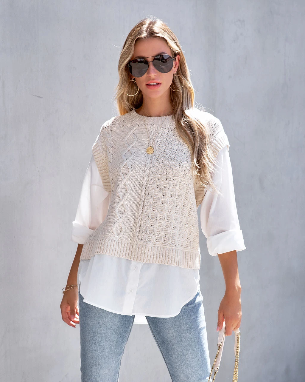 BY T-001 Ginsburg Cotton Cable Knit Vest Blouse - FINAL SALE - Image 7