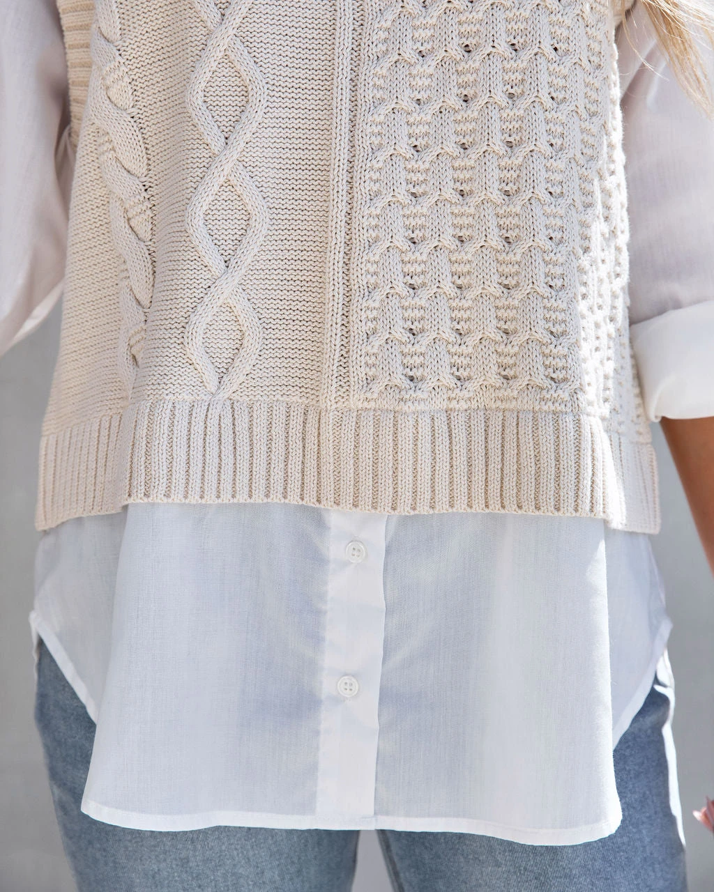BY T-001 Ginsburg Cotton Cable Knit Vest Blouse - FINAL SALE - Image 4