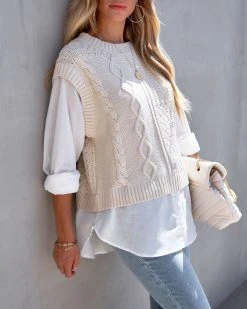 BY T-001 Ginsburg Cotton Cable Knit Vest Blouse - FINAL SALE
