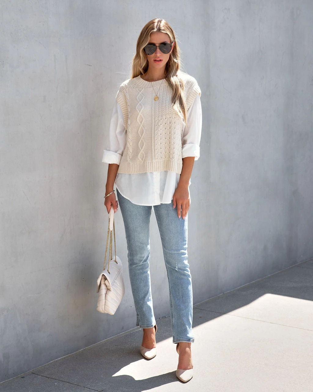 BY T-001 Ginsburg Cotton Cable Knit Vest Blouse - FINAL SALE - Image 8