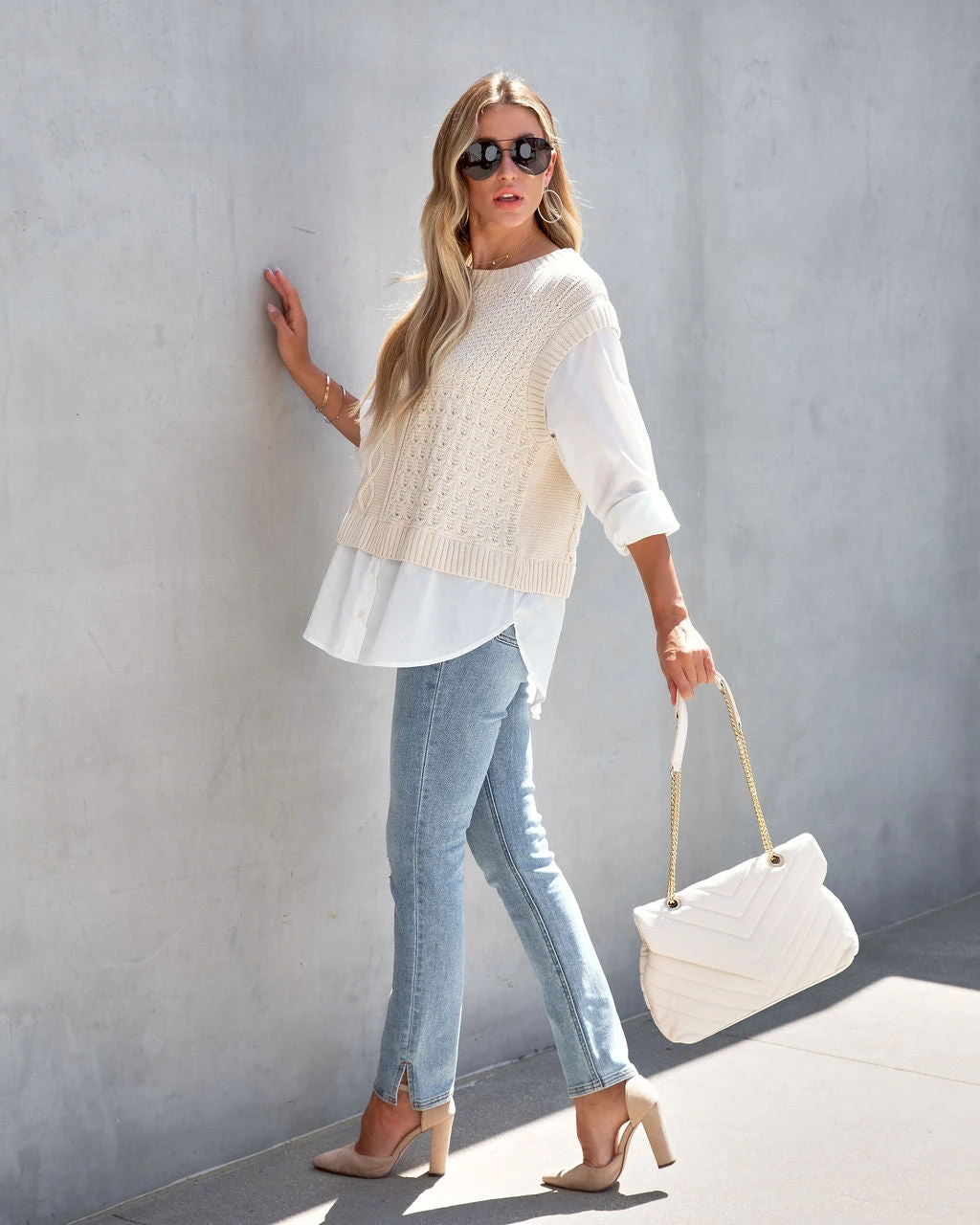 BY T-001 Ginsburg Cotton Cable Knit Vest Blouse - FINAL SALE - Image 6