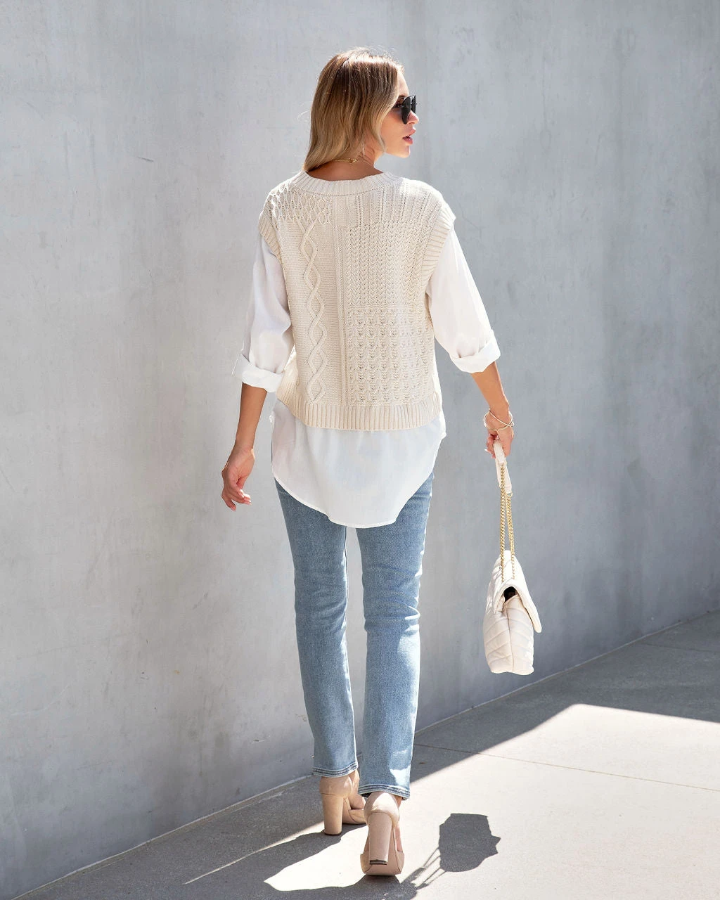 BY T-001 Ginsburg Cotton Cable Knit Vest Blouse - FINAL SALE - Image 2