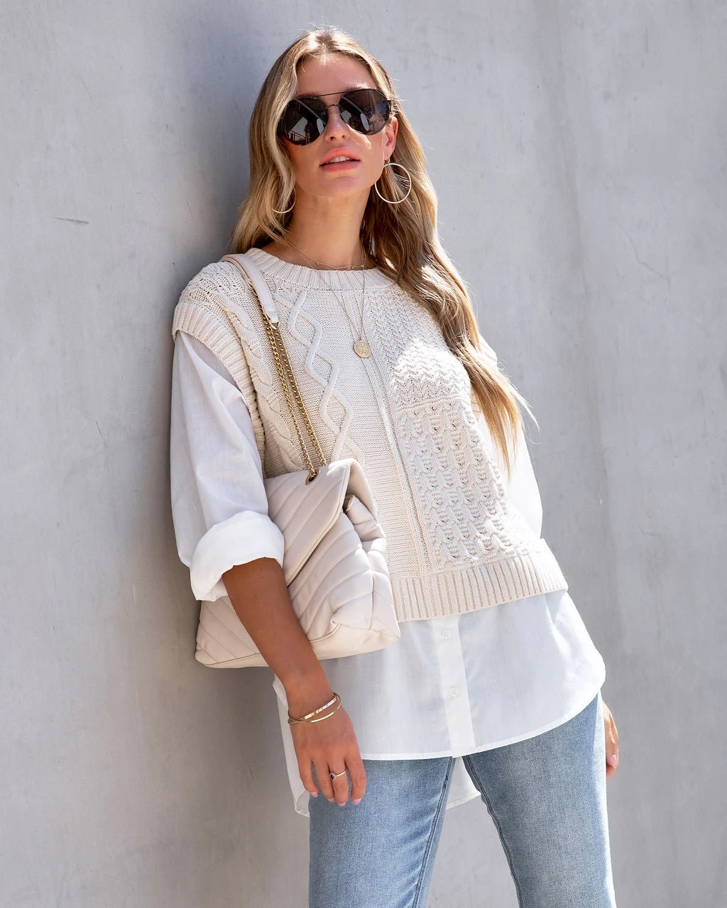 BY T-001 Ginsburg Cotton Cable Knit Vest Blouse - FINAL SALE - Image 9