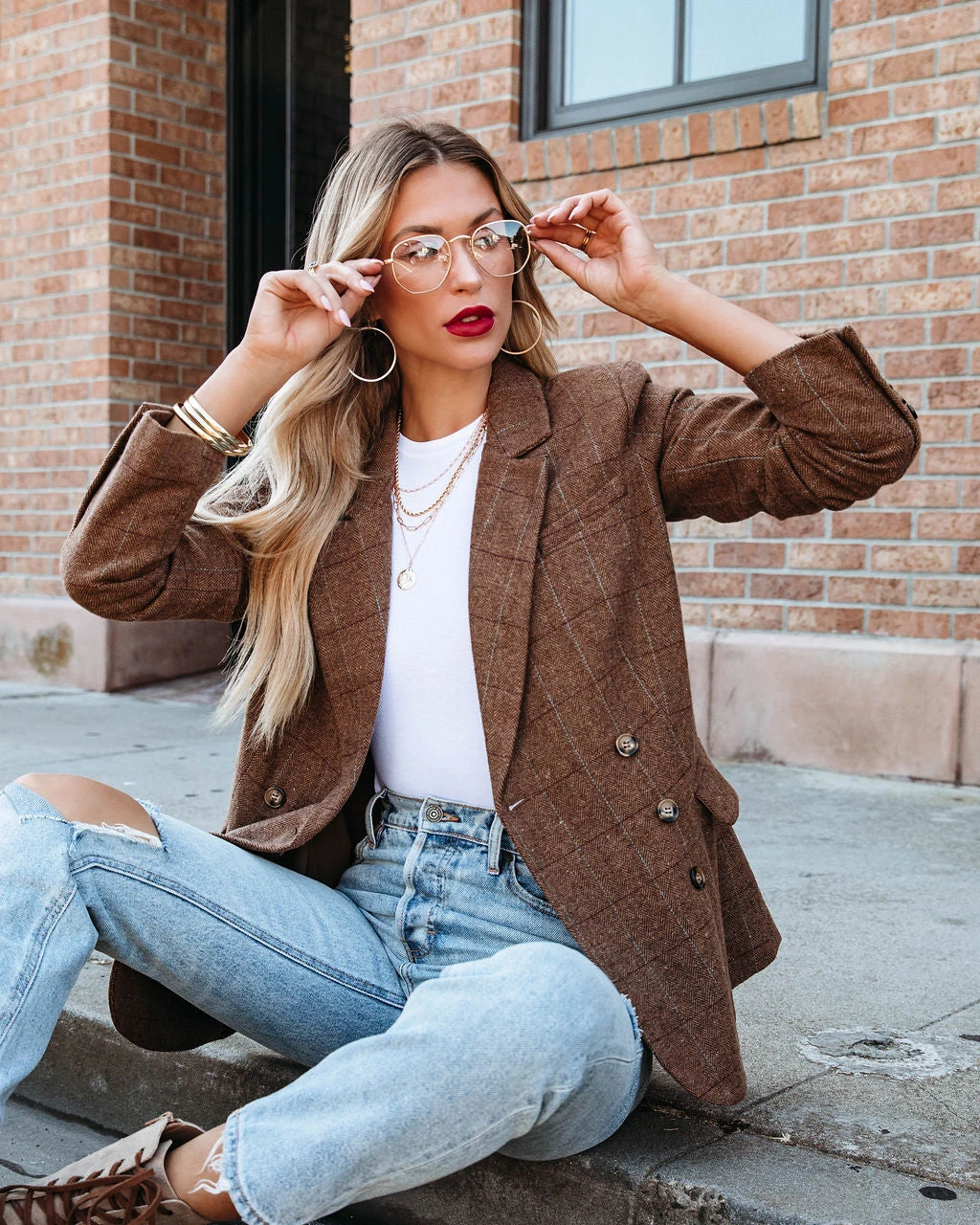 DEE-001 Glasgow Pocketed Herringbone Blazer - LAST CHANCE