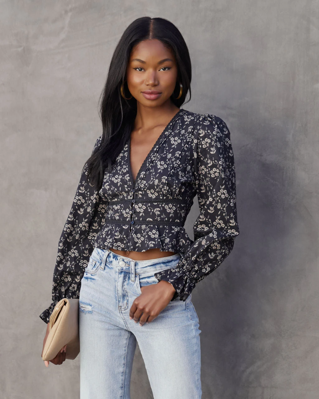 DRES-001 Irvine Floral Cotton Blend Crochet Trim Top - SALE - Image 6