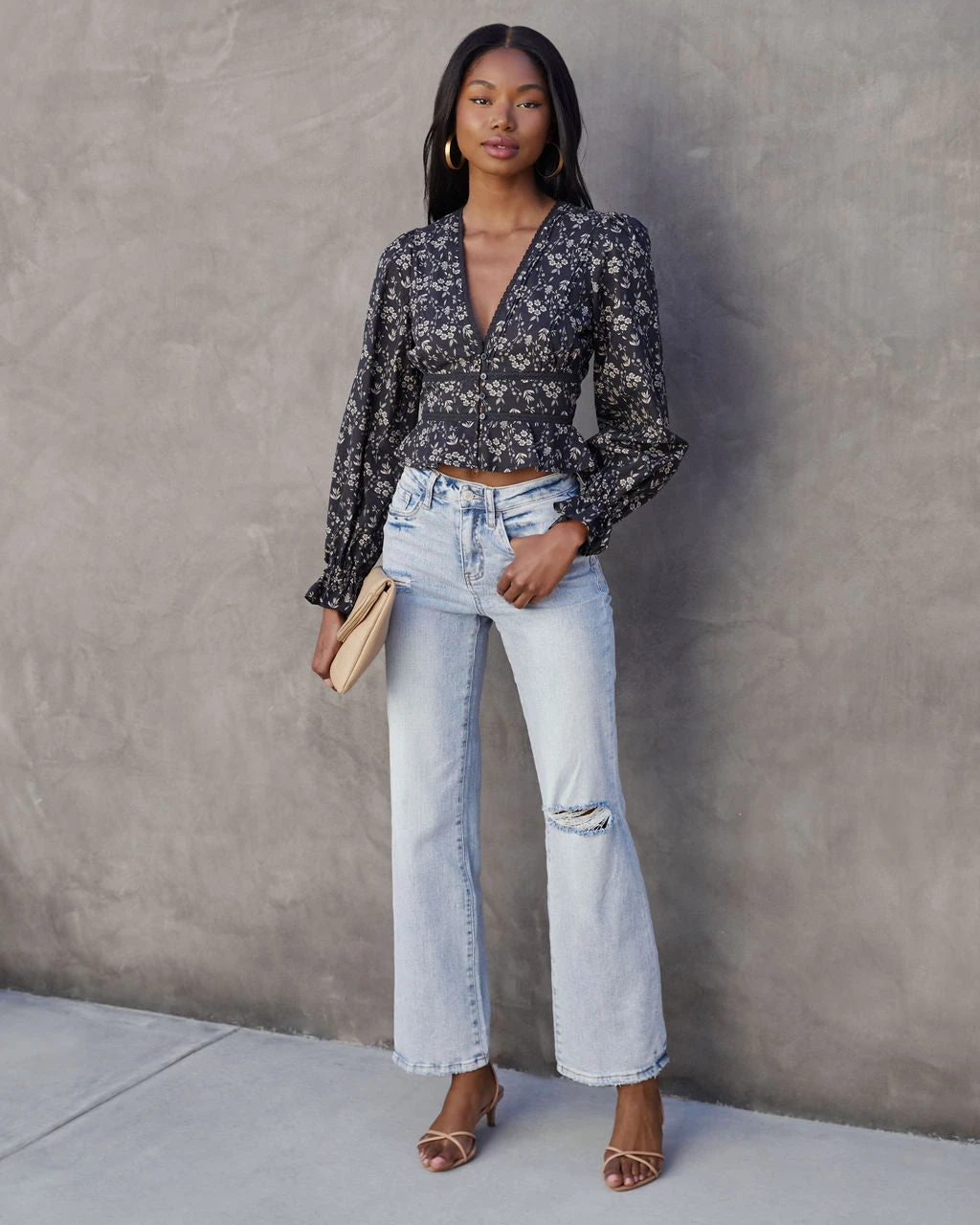 DRES-001 Irvine Floral Cotton Blend Crochet Trim Top - SALE - Image 3