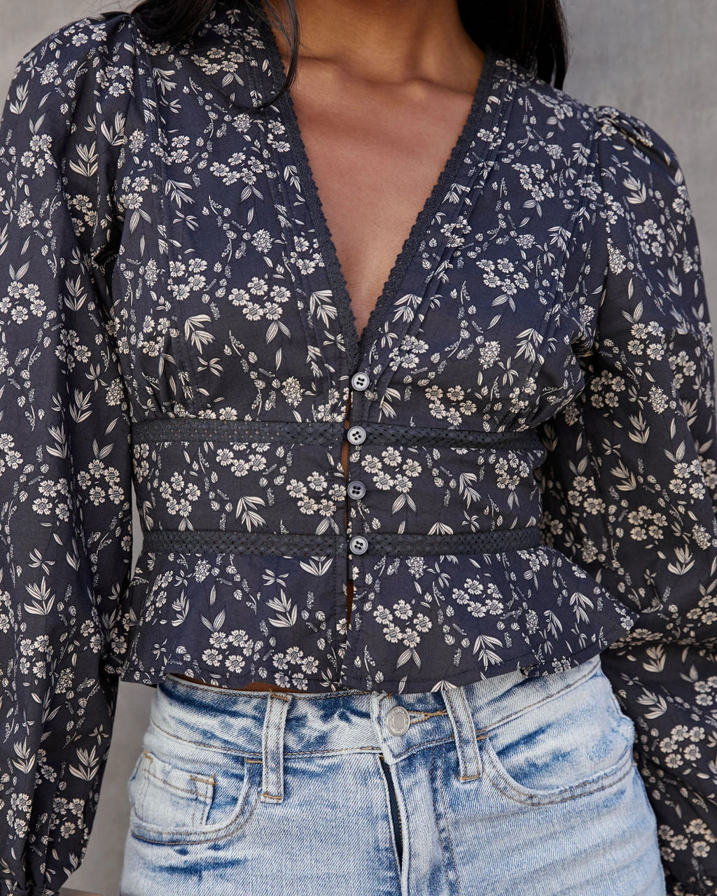 DRES-001 Irvine Floral Cotton Blend Crochet Trim Top - SALE - Image 2