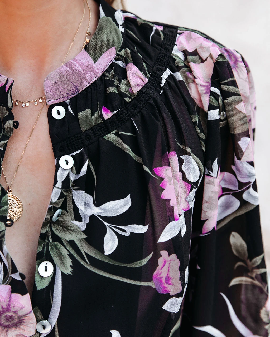 ON T-001 Jeha Floral Button Down Blouse - FINAL SALE - Image 4