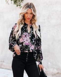 ON T-001 Jeha Floral Button Down Blouse - FINAL SALE