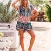 ONE-001 Joy Spring Floral Button Down Romper - LAST CHANCE