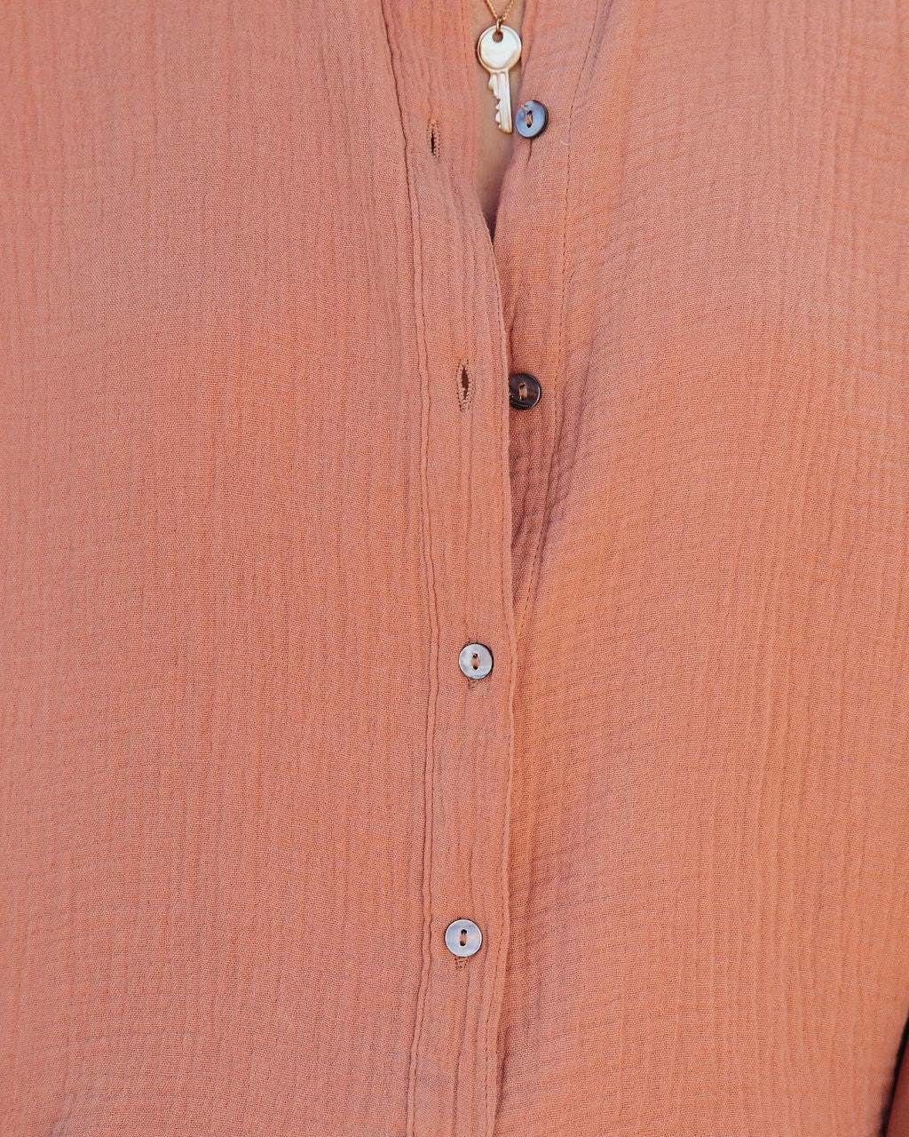 OLIV-001 Jumi Cotton Button Down Top - Clay - FINAL SALE - Image 4