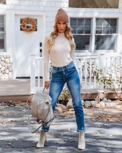 LUSH-001 Layer It Mock Neck Knit Top - Ecru - FINAL SALE