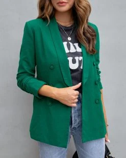 DEE-001 Lilly Pocketed Blazer - Hunter Green - FINAL SALE