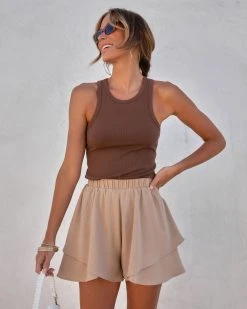 DRES-001 Maliah Ribbed Tank - Chocolate - SALE
