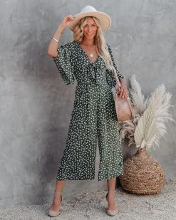 DEE-001 Marini Printed Tie Front Jumpsuit - FINAL SALE