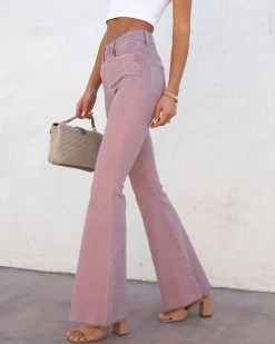 FLYI-001 Autumn High Rise Bell Bottom Denim - Lilac - SALE