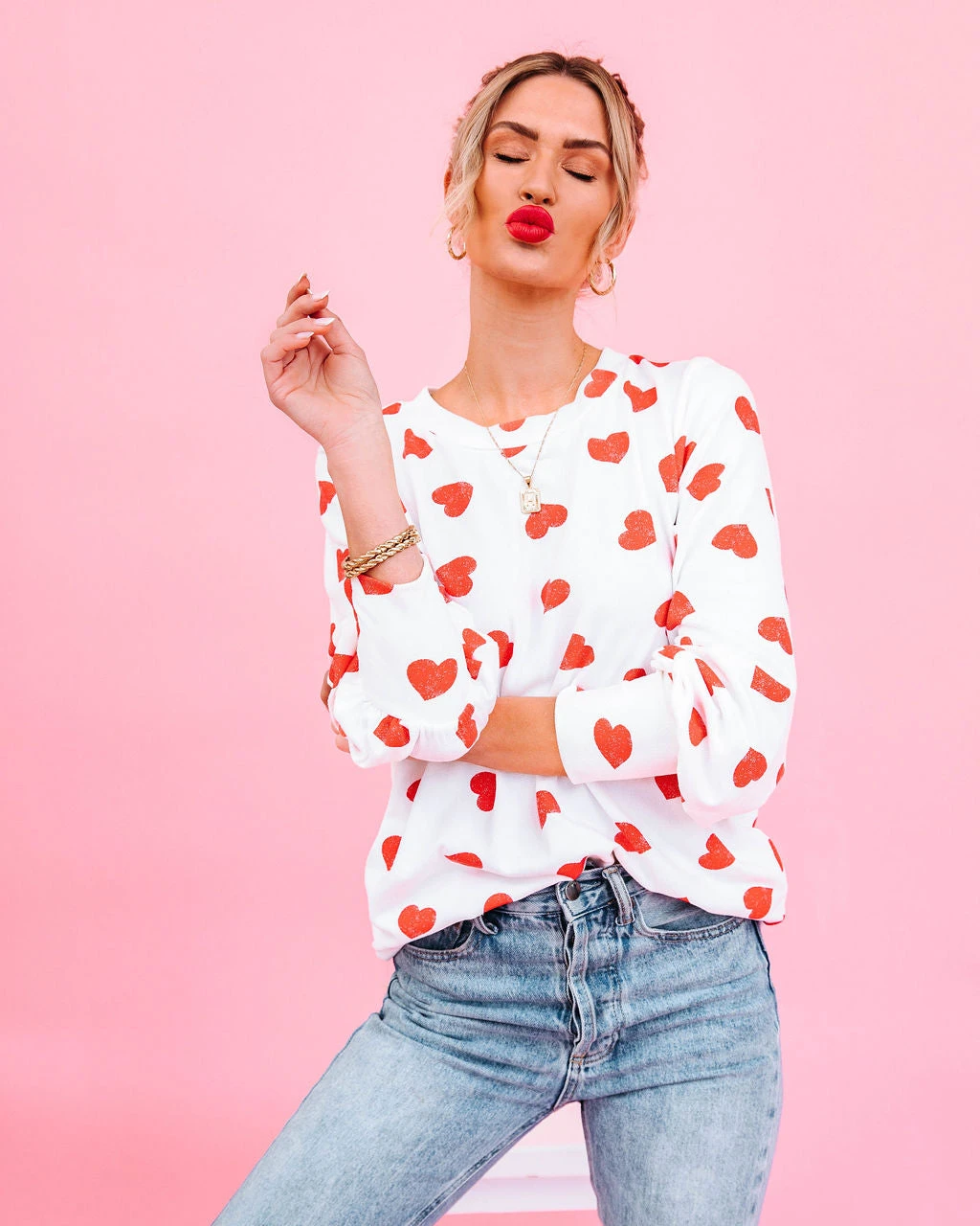 FIRS-001 Means So Much Heart Print Knit Top - FINAL SALE - Image 10
