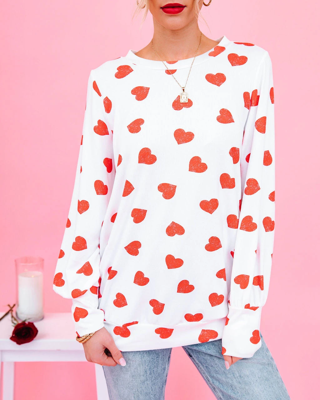 FIRS-001 Means So Much Heart Print Knit Top - FINAL SALE - Image 5