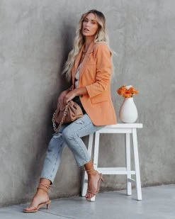 FORE-001 Meena Pocketed Blazer - Pale Orange - FINAL SALE