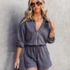GILL-001 Morgana Half Zip Pocketed Romper - Charcoal