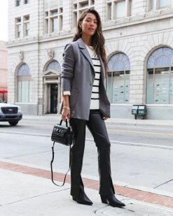 WHIT-001 Natasha Lightweight Pocketed Blazer - Grey - FINAL SALE