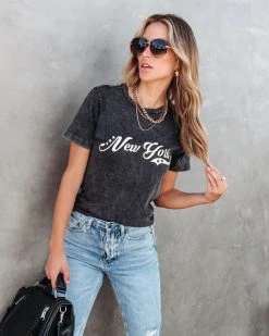 LULU-001 New York State Of Mind Cotton Tee - FINAL SALE