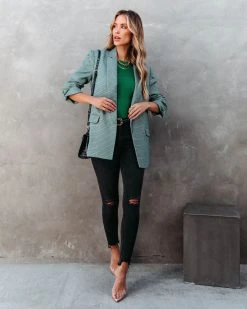 FATE-001 No Brainer Pocketed Plaid Blazer - FINAL SALE