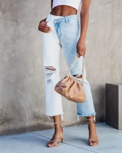 FLYI-001 Wrenley High Rise Cross Over Two-Tone Straight Jeans