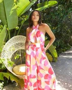 SALT-001 Patricio Satin Pocketed Halter Jumpsuit