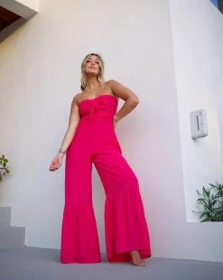 ACOA-001 Hailey Strapless Wide Leg Jumpsuit - Magenta