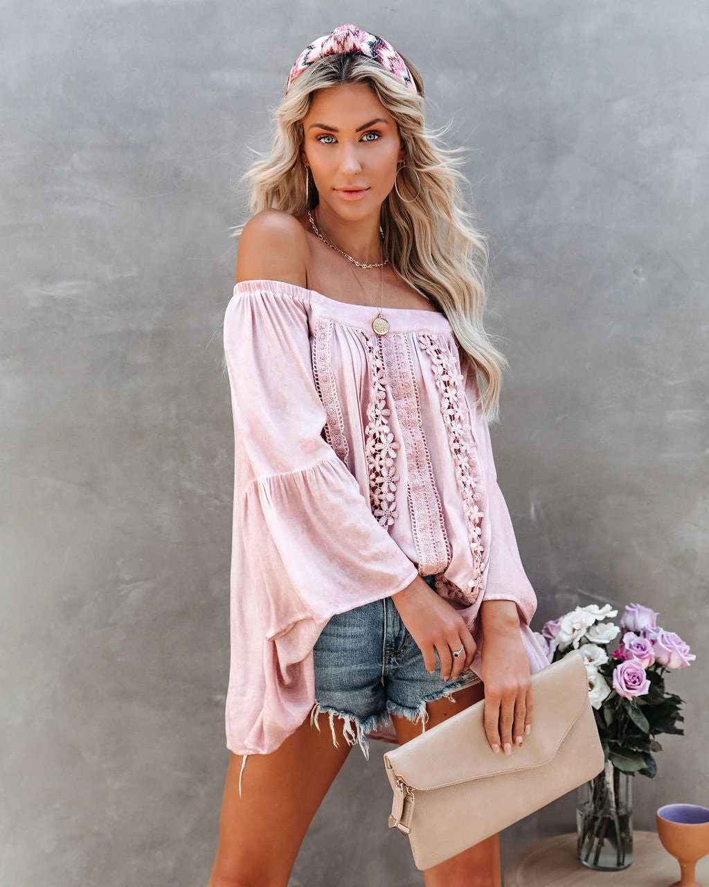 Pol Clothing Inc. Pisces Crochet Lace Off The Shoulder Tunic - Ginger - Image 9