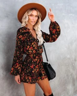 OLIV-001 Plant Smiles, Harvest Love Button Down Romper - FINAL SALE