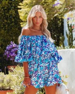 ENDL-001 Purple Rain Off The Shoulder Romper - FINAL SALE