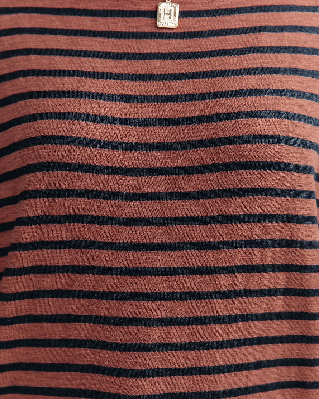 FLAW-001 Raelle Cotton Blend Striped Top - Brown Navy - FINAL SALE - Image 4