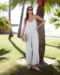 HYFV-001 Relaxing Bay Side Tie Jumpsuit - Oatmeal