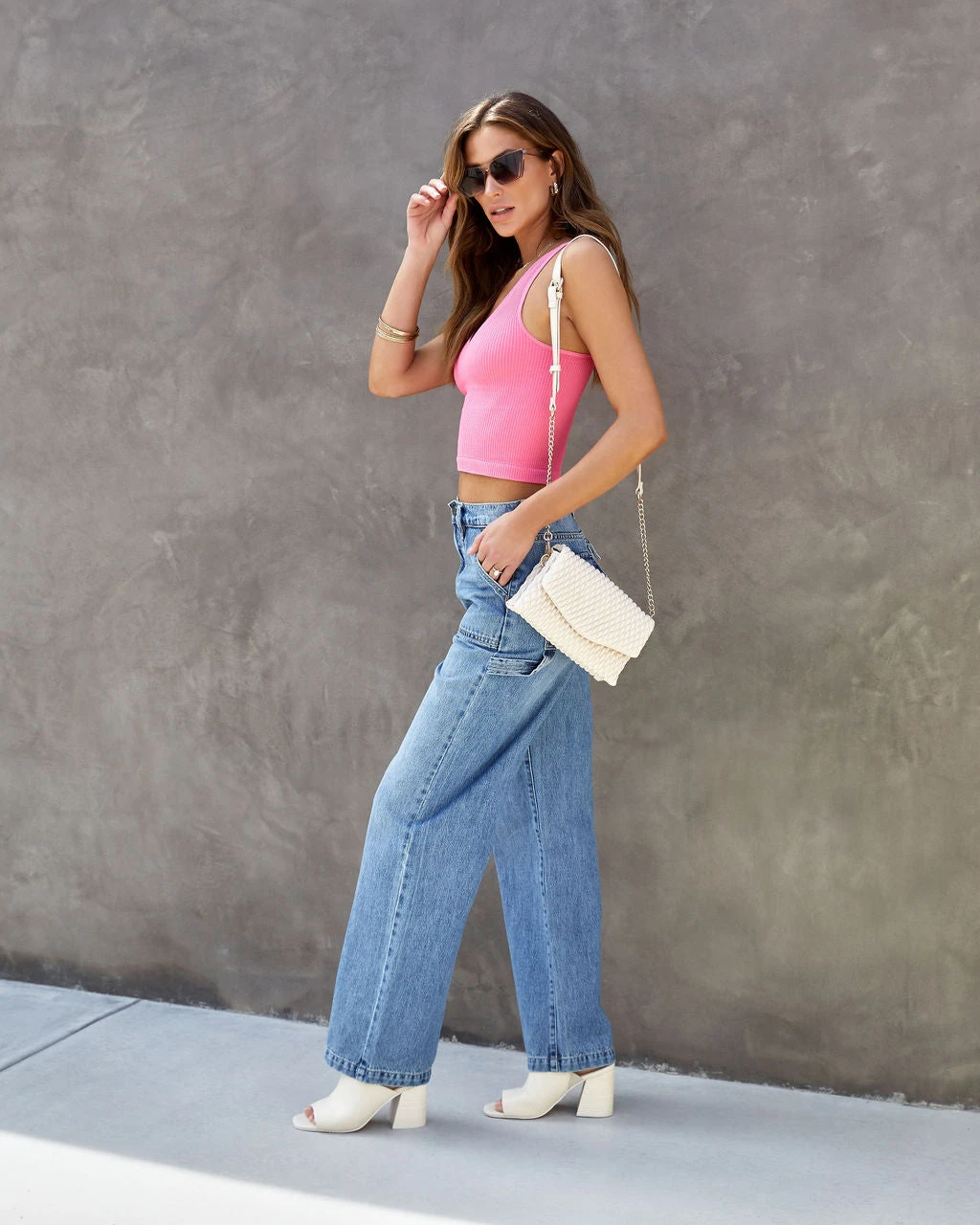 NIKI-001 Remington Ribbed Crop Tank - Pink - Image 5