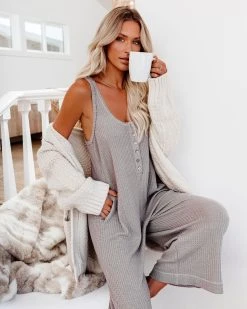 FLAW-001 Spring Ahead, Fall Back Pocketed Thermal Jumpsuit - Portabella - FINAL SALE