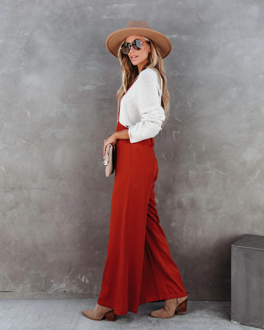LUCC-001 Stand Out Wide Leg Adjustable Overalls - Rust - FINAL SALE - Image 5