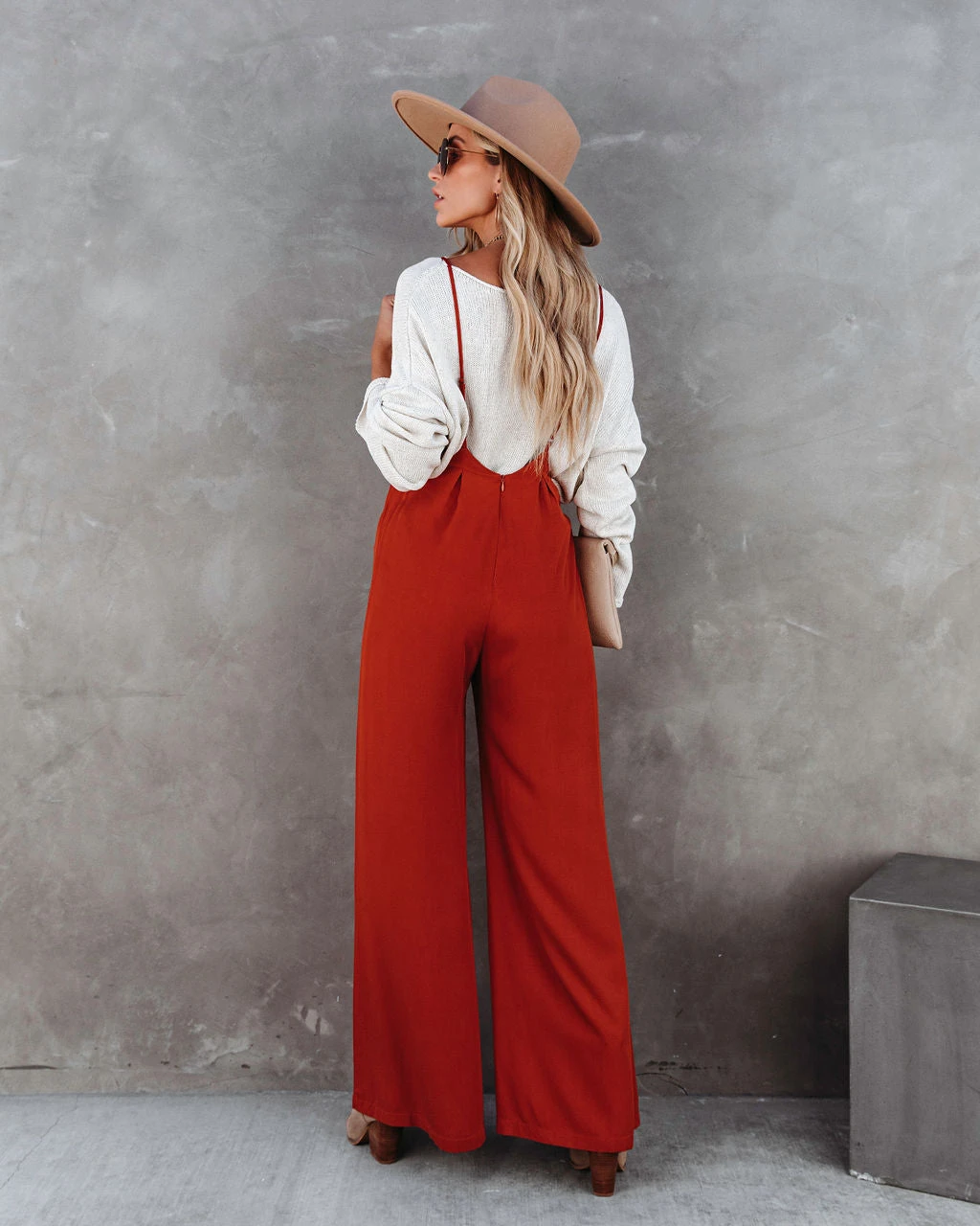 LUCC-001 Stand Out Wide Leg Adjustable Overalls - Rust - FINAL SALE - Image 2