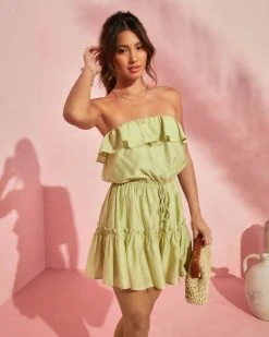 HYFV-001 Sandy Afternoons Strapless Romper - Lime