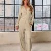 ENDL-001 Sunday Morning Chill Cotton Ribbed Pocketed Jumpsuit - Taupe