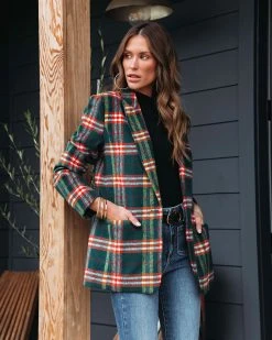 ENDL-001 Tanya Plaid Pocketed Blazer - FINAL SALE