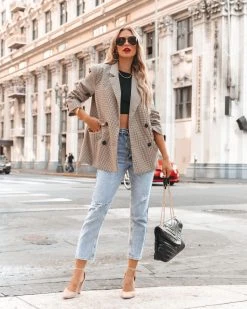 BY T-001 Theodore Plaid Pocketed Blazer - FINAL SALE