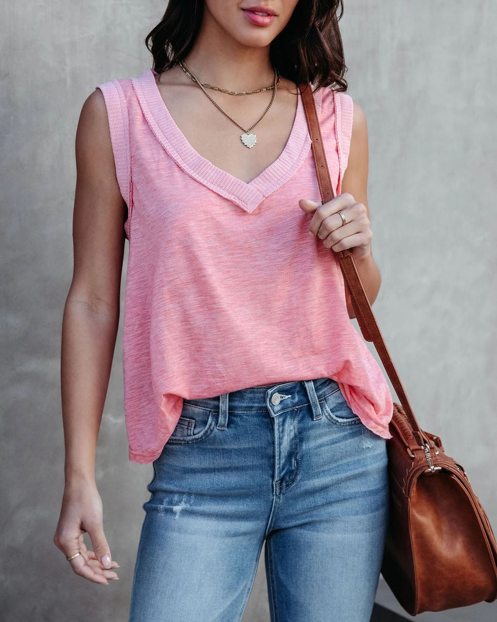 POL-001 Told You So Girl V-Neck Tank - Coral
