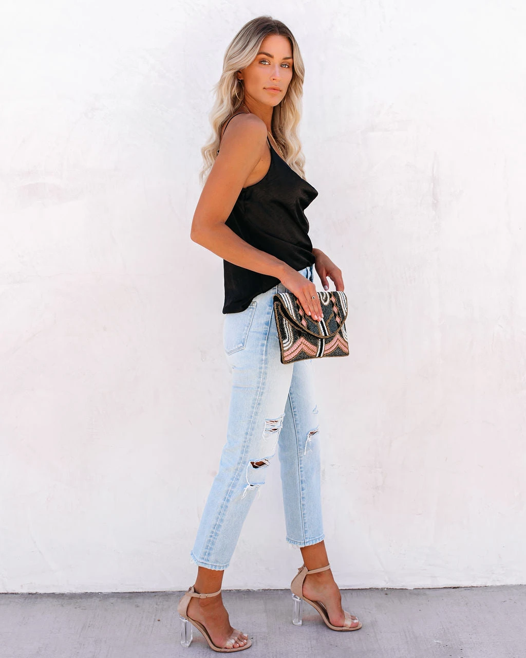 ENDL-001 Trisha Satin Cowl Neck Tank - Black - FINAL SALE - Image 9