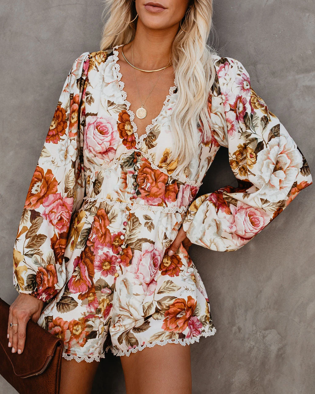 LUXX-001 Upwind Floral Pocketed Crochet Romper - FINAL SALE - Image 4