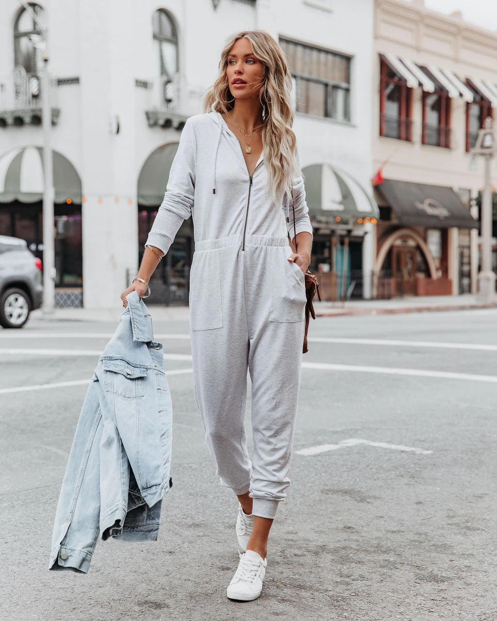LOVE-003 Vander Pocketed Hooded Knit Jumpsuit - Light Grey - FINAL SALE - Image 8