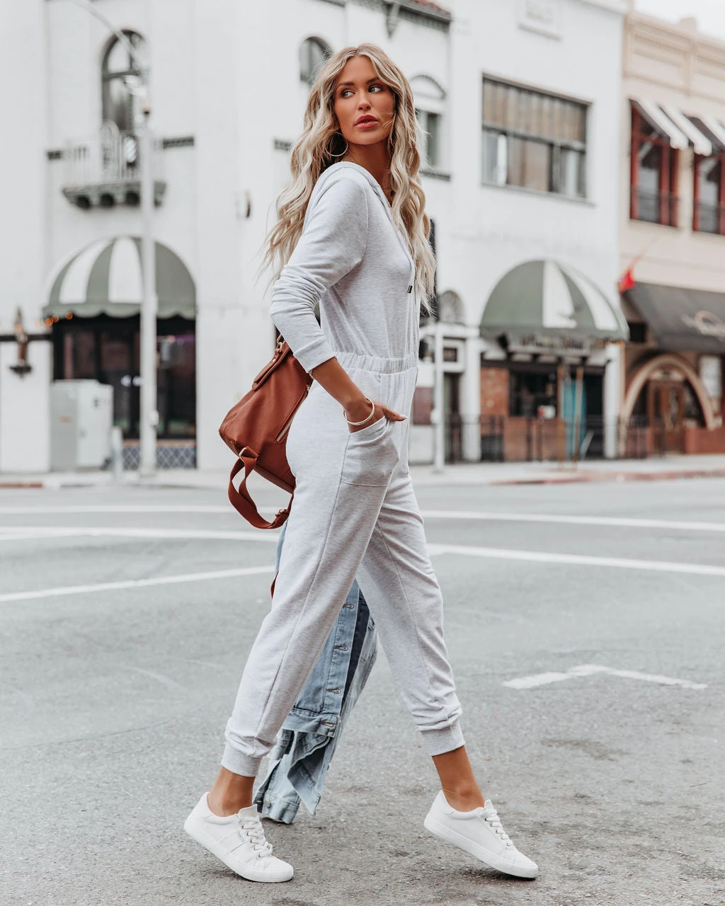 LOVE-003 Vander Pocketed Hooded Knit Jumpsuit - Light Grey - FINAL SALE - Image 6